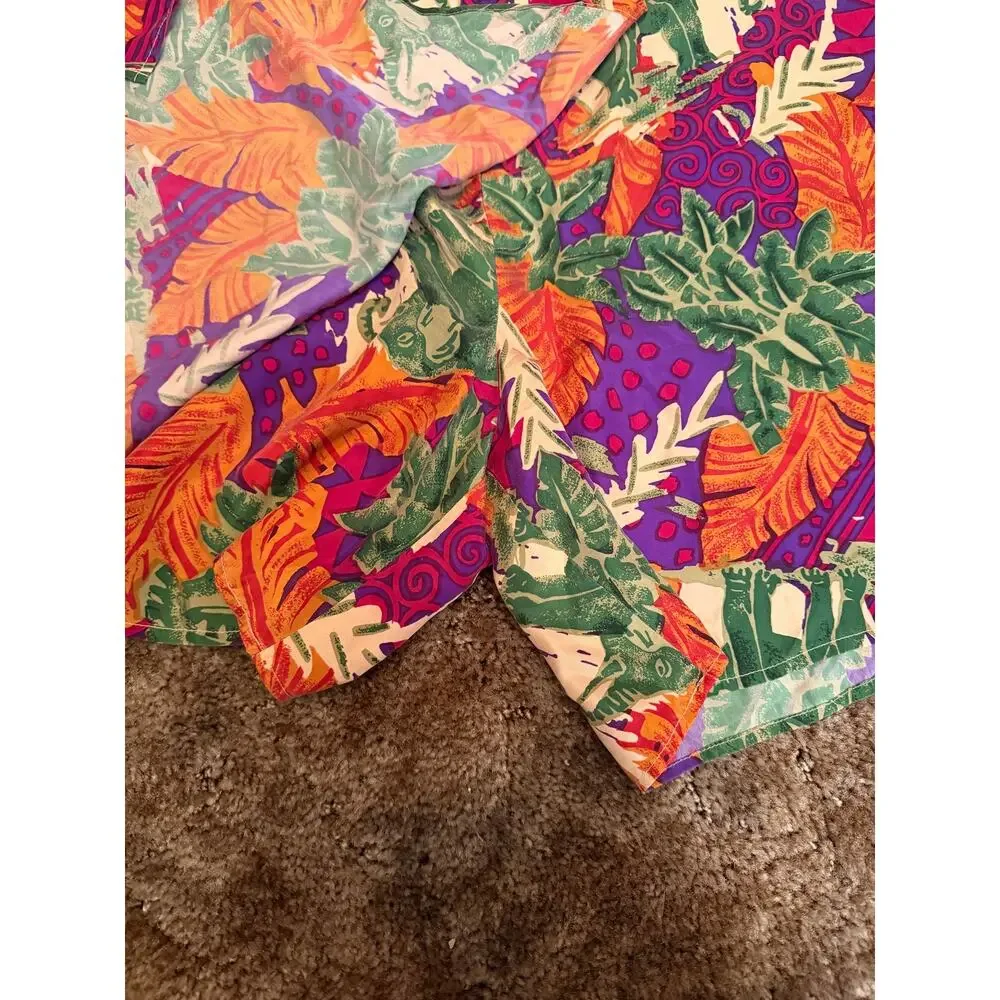 Vintage 90s Melrose Studio 100% Silk Elephant Tropical Jungle Print Skort Resort